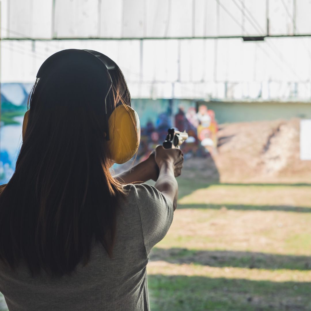 woman at outdoor shooting range