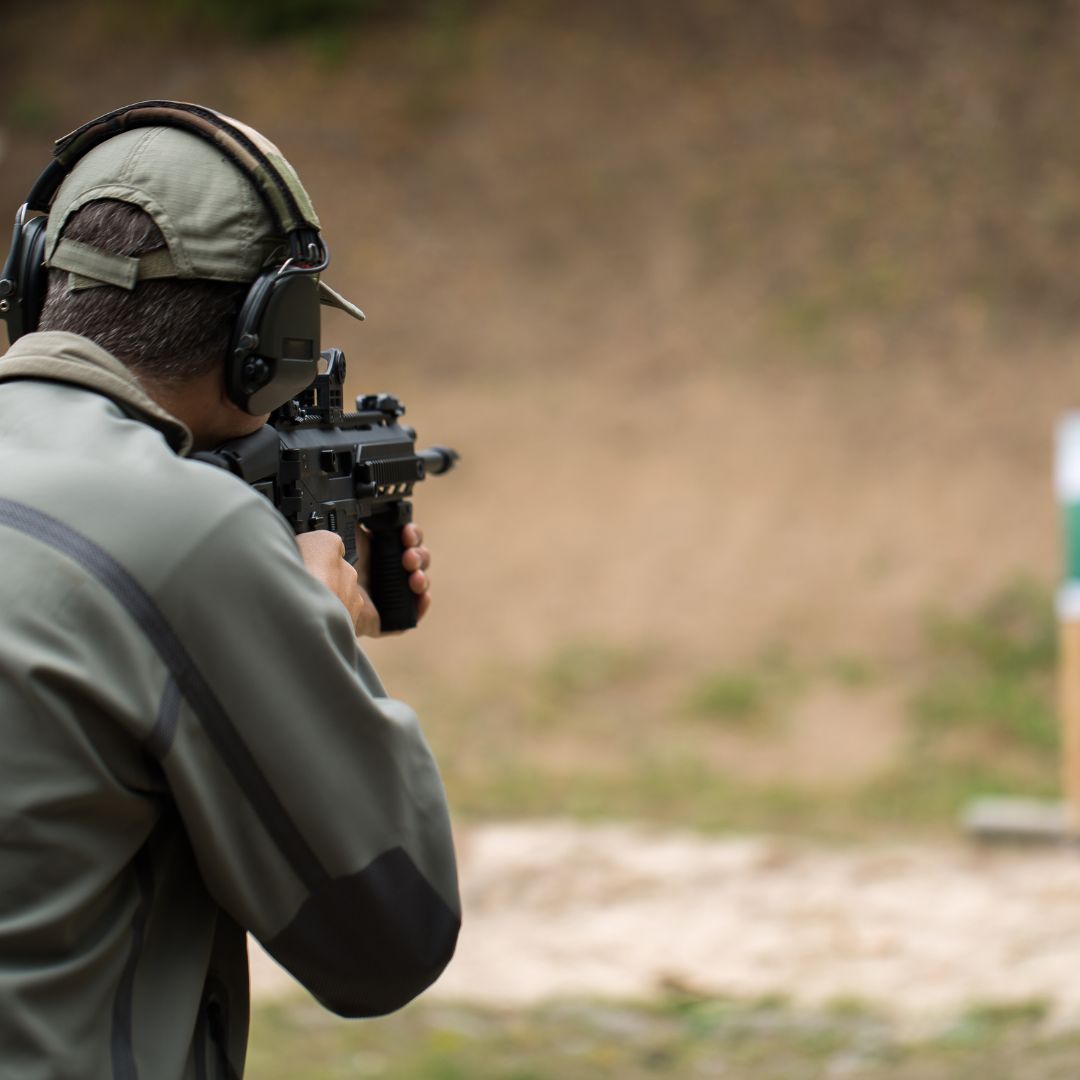 Shooting rifle in range