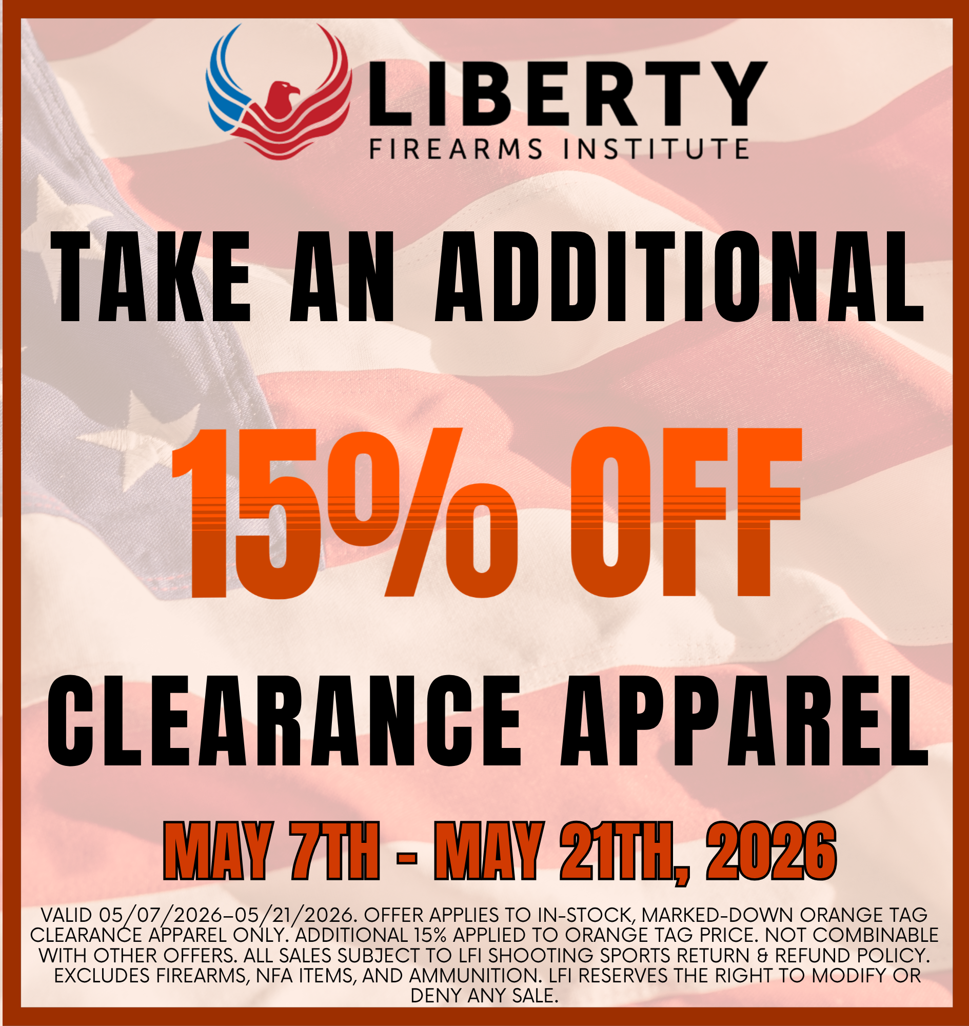 May 7-21 2026 clearance
