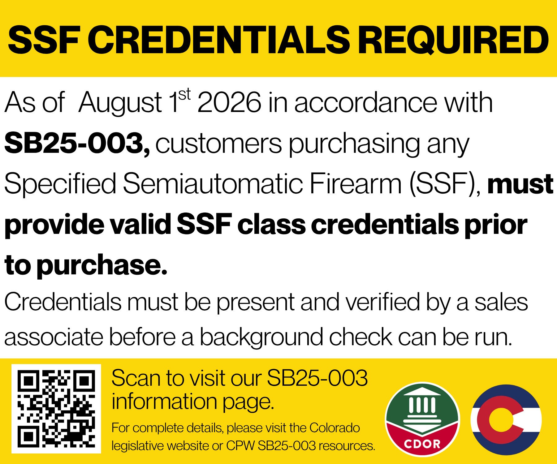 SSF Credentials Required